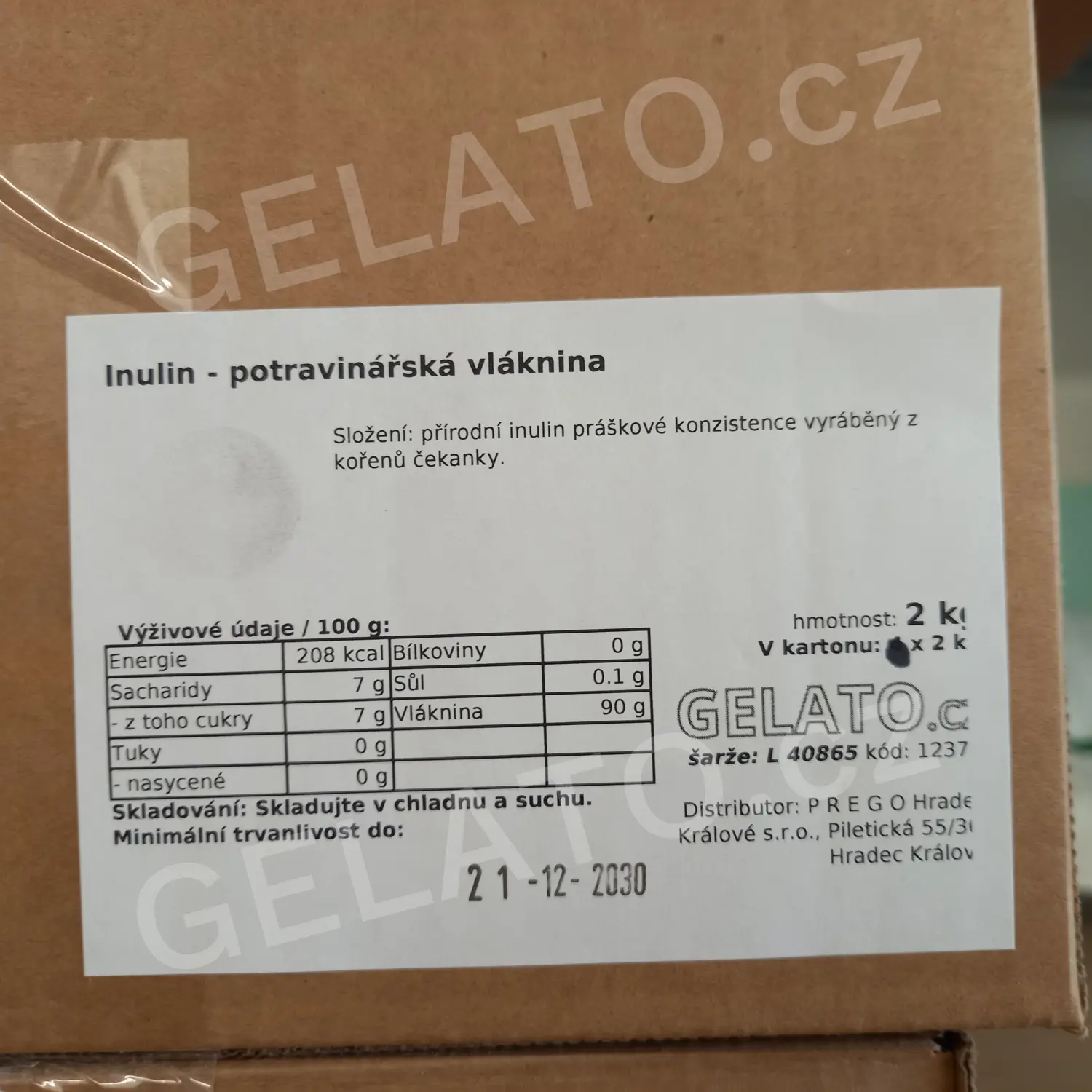2 kg - Inulin - potravinářská vláknina