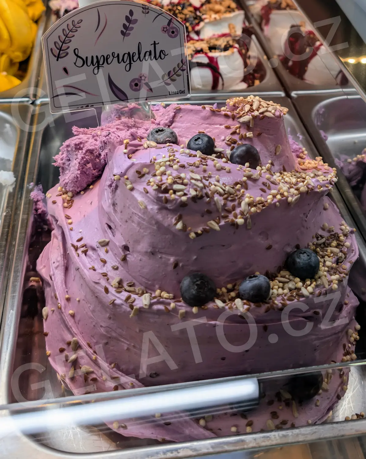 1 kg - Supergelato, borůvkový jogurt s cereáliemi - kompletní jogurtová zmrzlinová směs, LineaGel