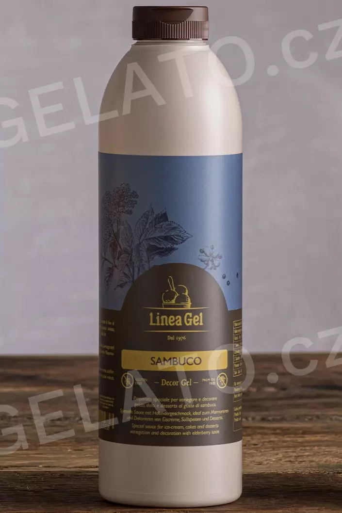 1 kg - Černý bez plody - poleva s kousky, LineaGel, AKCE